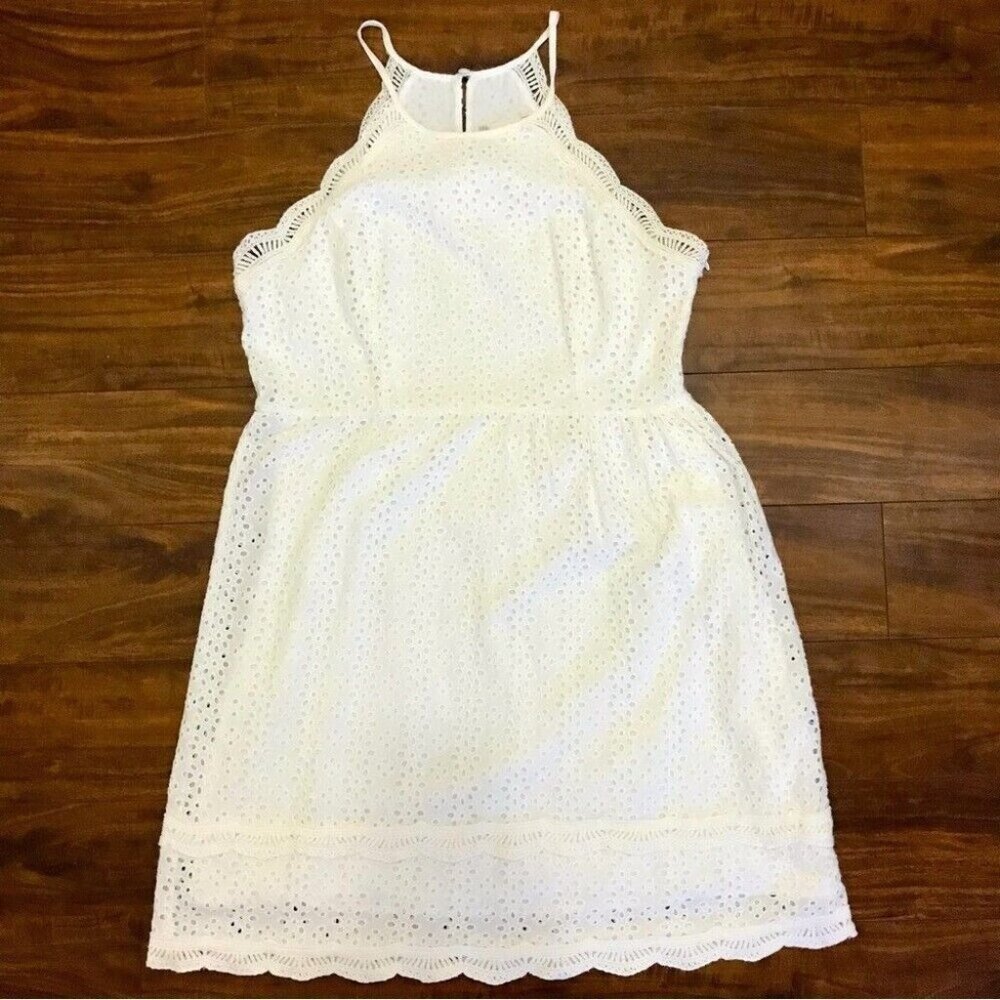Altar'd State White Eyelet Cotton Cottage Prairie Core Women's Mini Dress.Size M